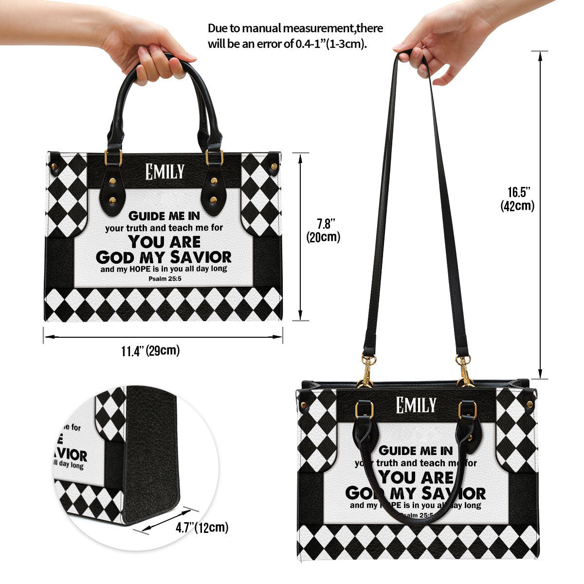 Personalized Leather Bag For Women - My Hope Is In You All Day Long Leather Bag Leather Bag - Christian Gifts for Women