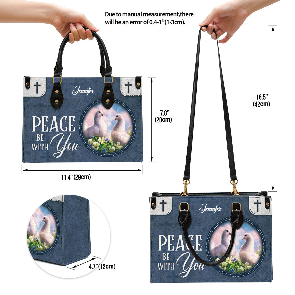 Personalized Leather Bag For Women - Peace Be With You Leather Bag Leather Bag - Christian Gifts for Women