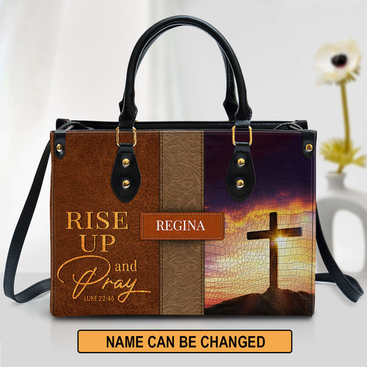 Personalized Leather Bag For Women - Rise Up And Pray Leather Bag Leather Bag - Christian Gifts for Women