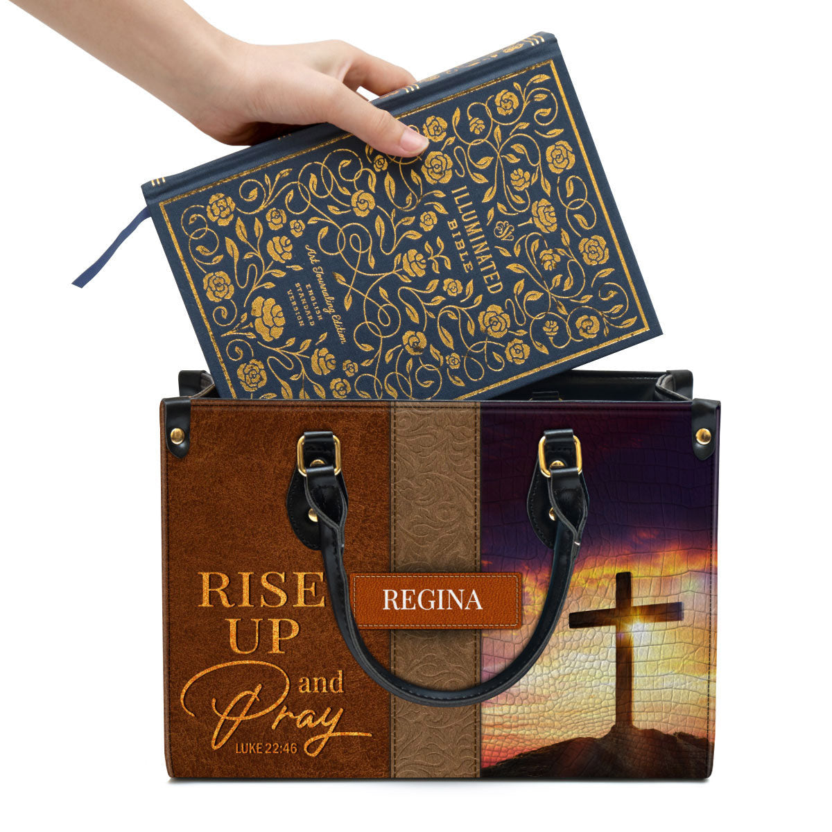 Personalized Leather Bag For Women - Rise Up And Pray Leather Bag Leather Bag - Christian Gifts for Women