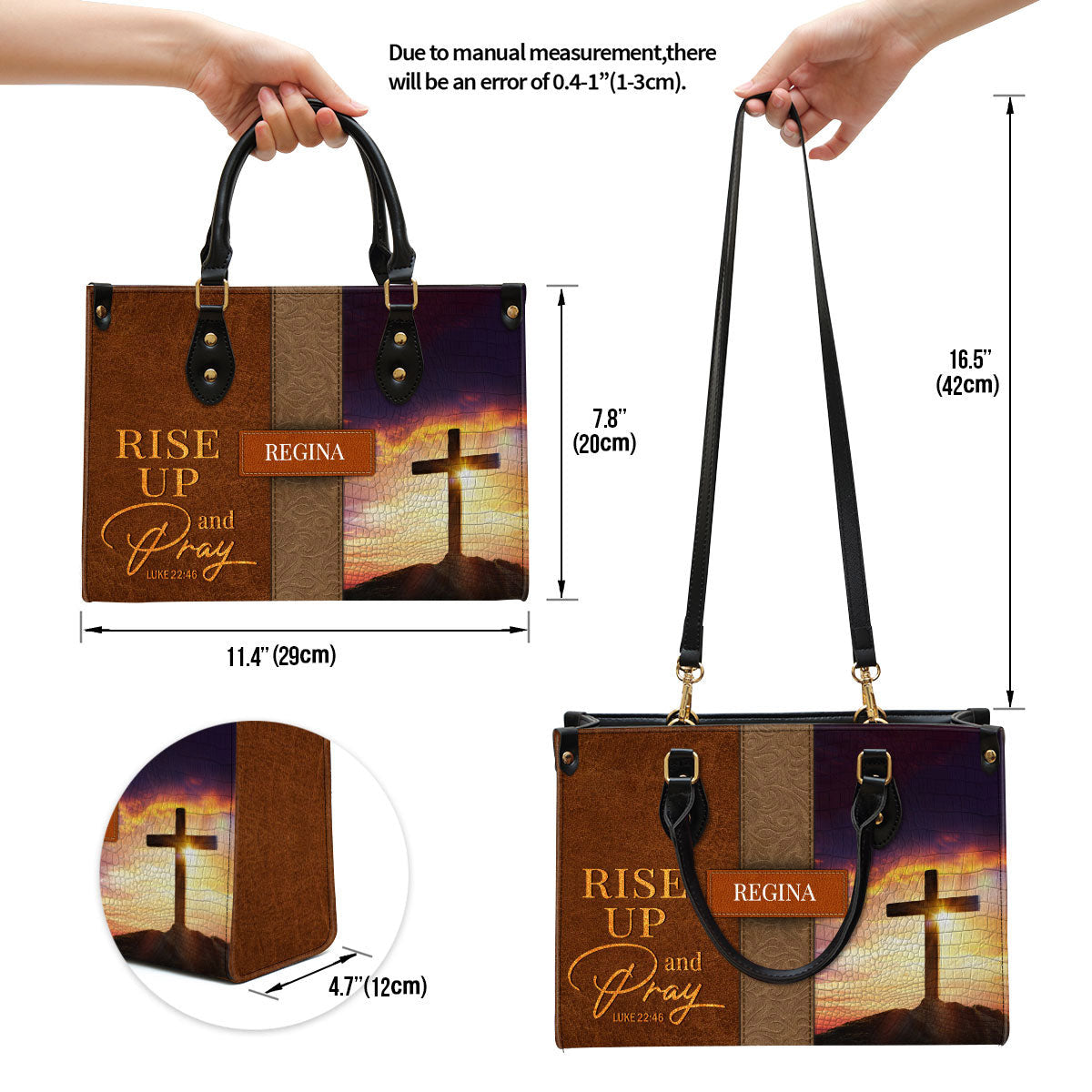 Personalized Leather Bag For Women - Rise Up And Pray Leather Bag Leather Bag - Christian Gifts for Women