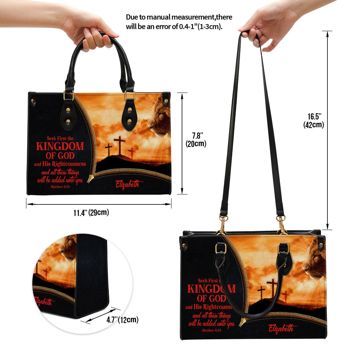 Personalized Leather Bag For Women - Seek First The Kingdom Of God And His Righteousness Leather Bag Leather Bag - Christian Gifts for Women