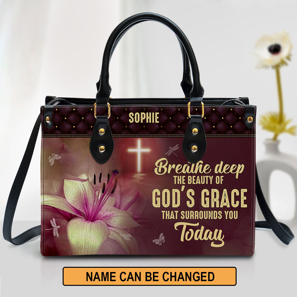 Personalized Leather Bag For Women - The Beauty Of God‘s Grace That Surrounds You Today Leather Bag Leather Bag - Christian Gifts for Women