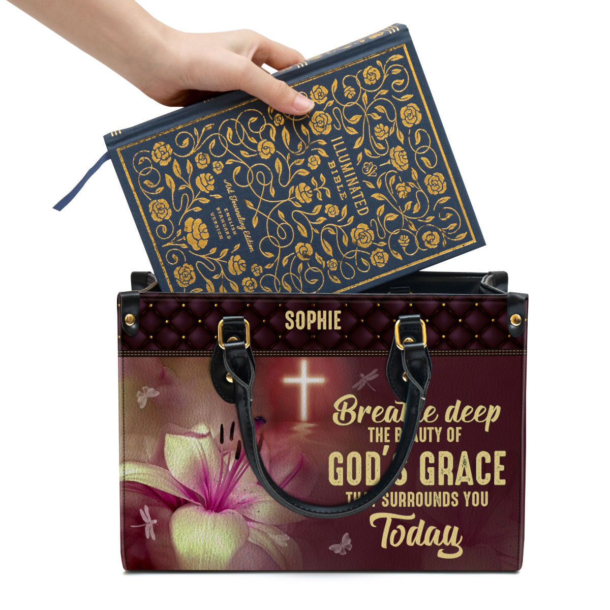 Personalized Leather Bag For Women - The Beauty Of God‘s Grace That Surrounds You Today Leather Bag Leather Bag - Christian Gifts for Women