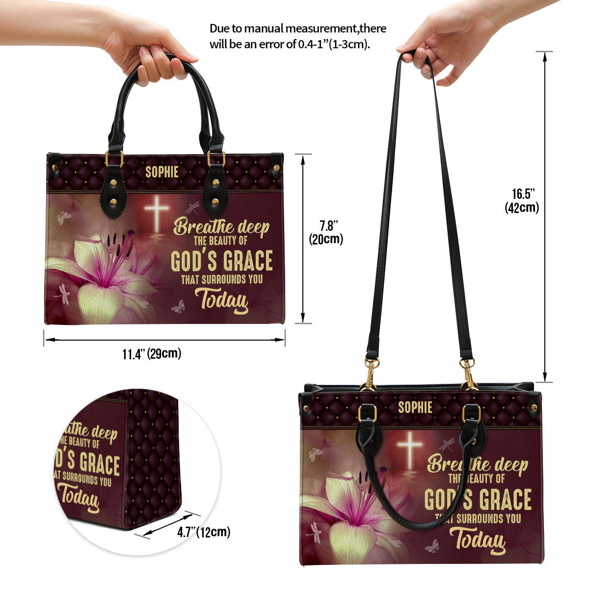 Personalized Leather Bag For Women - The Beauty Of God‘s Grace That Surrounds You Today Leather Bag Leather Bag - Christian Gifts for Women