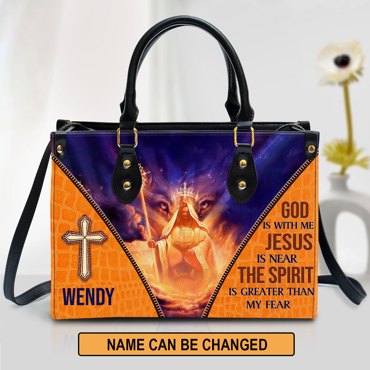 Personalized Leather Bag For Women - The Spirit Is Greater Than My Fear Leather Bag Leather Bag - Christian Gifts for Women