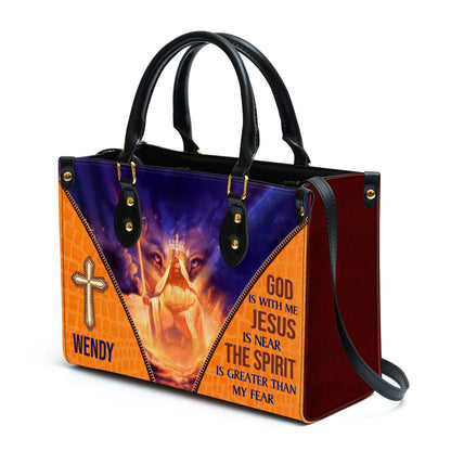 Personalized Leather Bag For Women - The Spirit Is Greater Than My Fear Leather Bag Leather Bag - Christian Gifts for Women