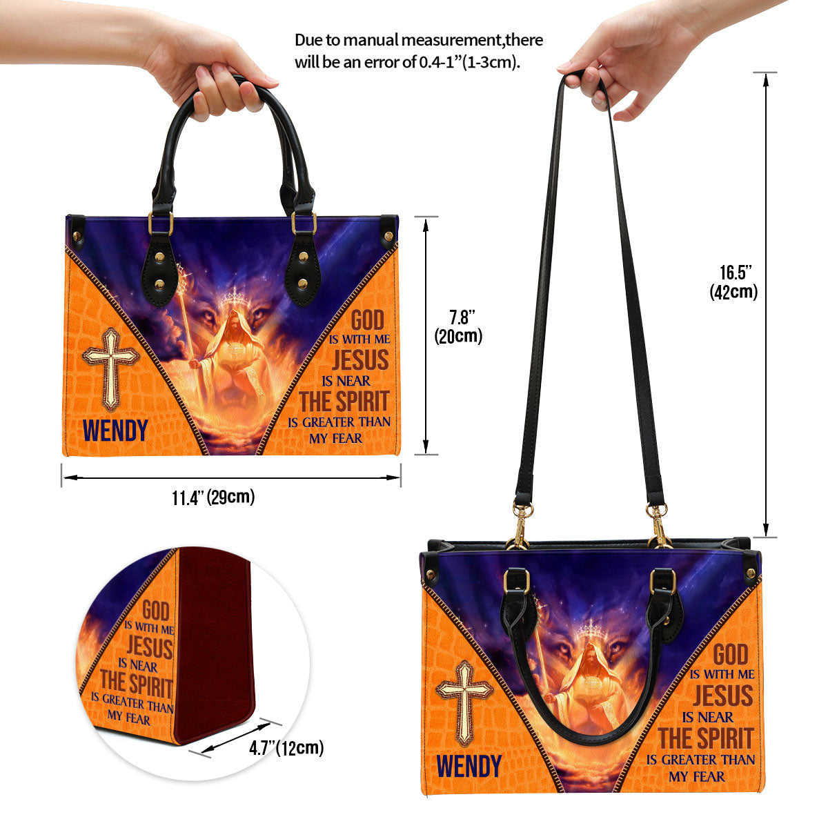 Personalized Leather Bag For Women - The Spirit Is Greater Than My Fear Leather Bag Leather Bag - Christian Gifts for Women