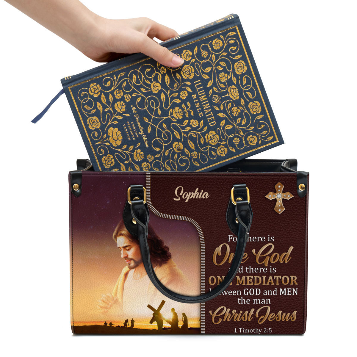 Personalized Leather Bag For Women - There Is One Mediator Between God And Men The Man Christ Jesus Leather Bag Leather Bag - Christian Gifts for Women