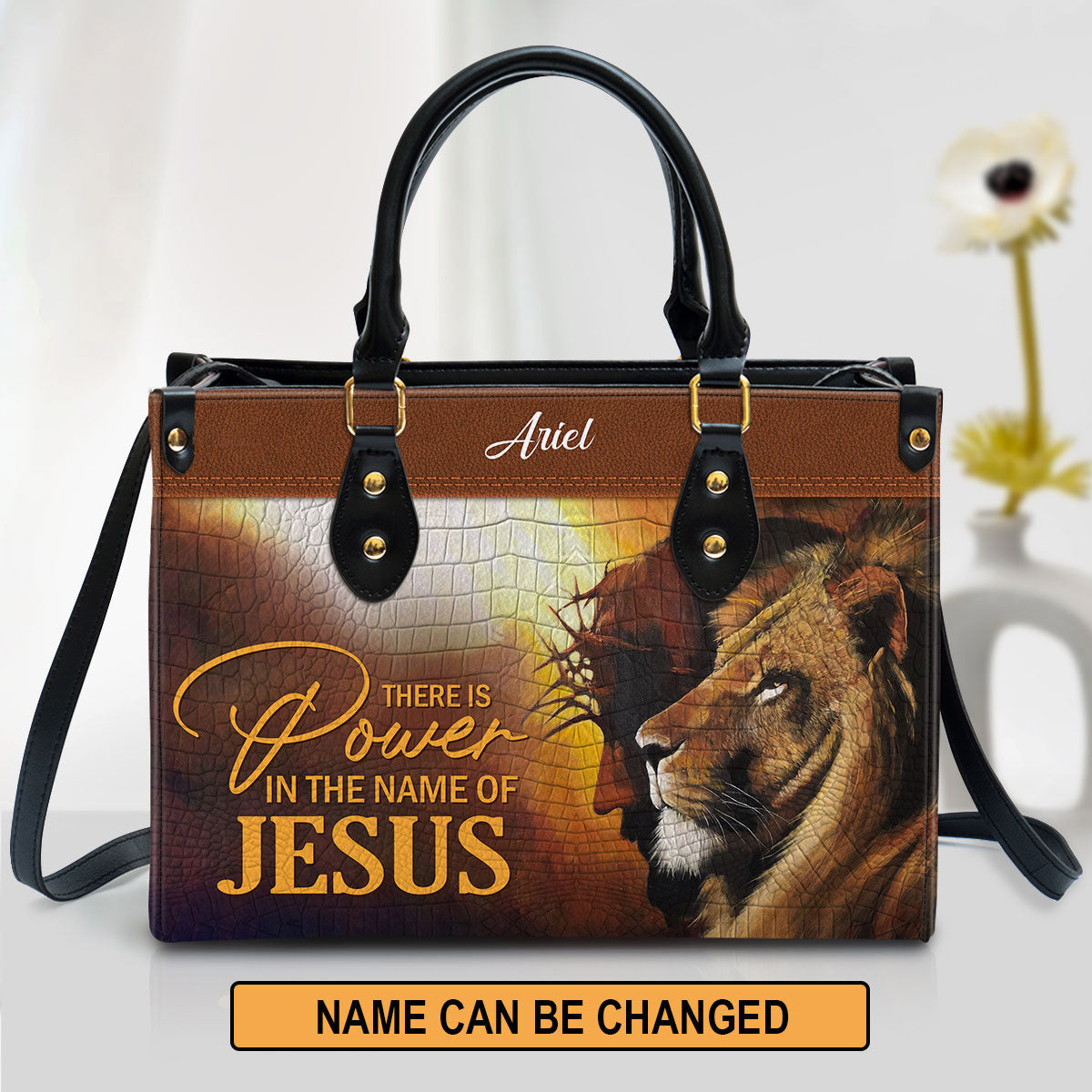 Personalized Leather Bag For Women - There Is Power In The Name Of Jesus Leather Bag Leather Bag - Christian Gifts for Women