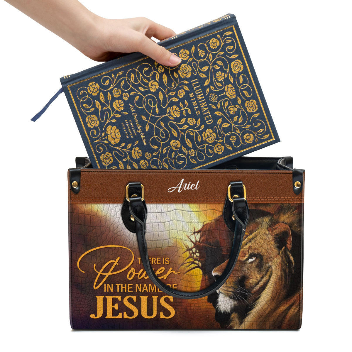 Personalized Leather Bag For Women - There Is Power In The Name Of Jesus Leather Bag Leather Bag - Christian Gifts for Women