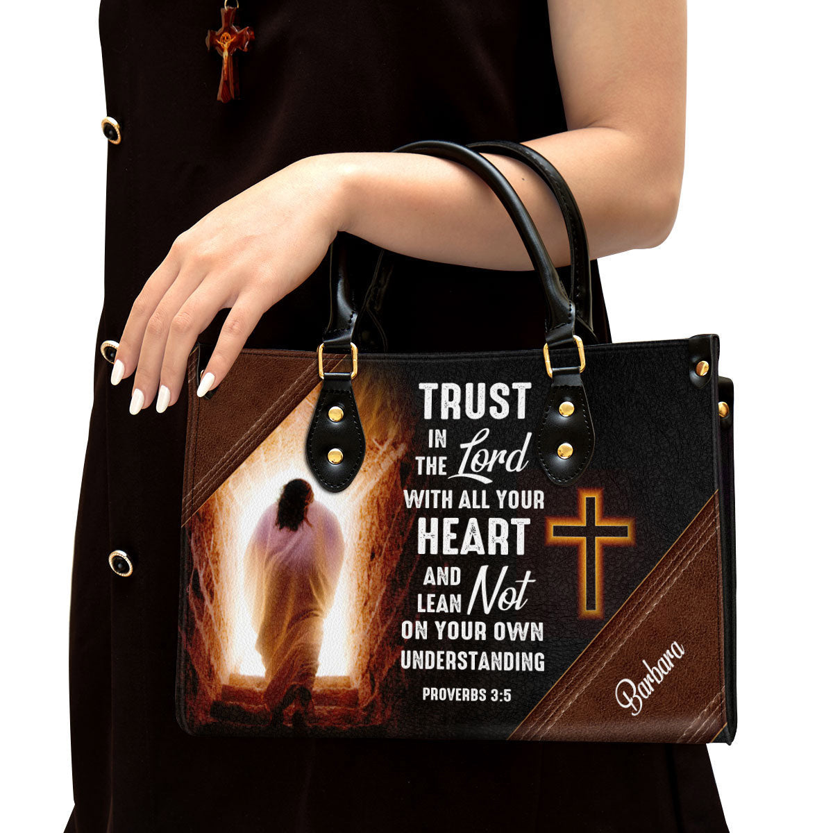 Personalized Leather Bag For Women - Trust In The Lord With All Your Heart Leather Bag Leather Bag - Christian Gifts for Women