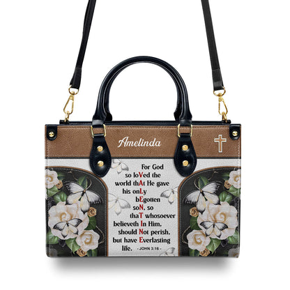 Personalized Leather Handbag Christian Valentines Day Ideas John 316 For God So Loved The World Bible Verse Spiritual Gifts