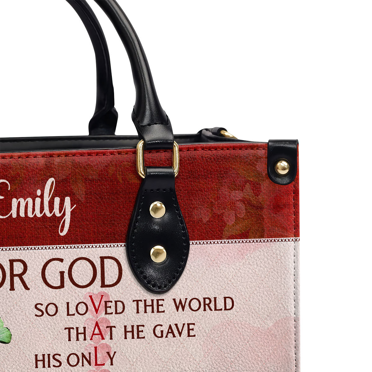 Personalized Leather Handbag With Handle For God So Loved The World Christian Valentine Gifts For Women Of God