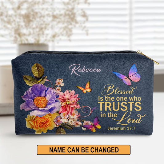 Personalized Leather Pouch Blessed Is The Woman Who Trusts In The Lord Jeremiah 177 - Spiritual Gift For Her