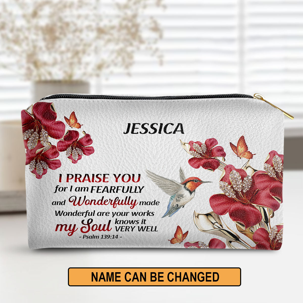 Personalized Leather Pouch Psalm 13914 My Soul Knows It Very Well - Gift For Worship Women
