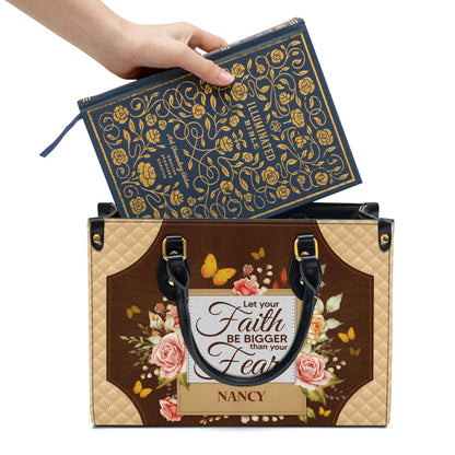 Personalized Let Your Faith Be Bigger Than Your Fear Leather Bag - Christian Pu Leather Bags For Women