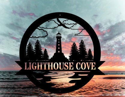 Personalized Lighthouse Metal Sign Outdoor  Weatherproof Sign  Farm Sign  Custom Metal Sign