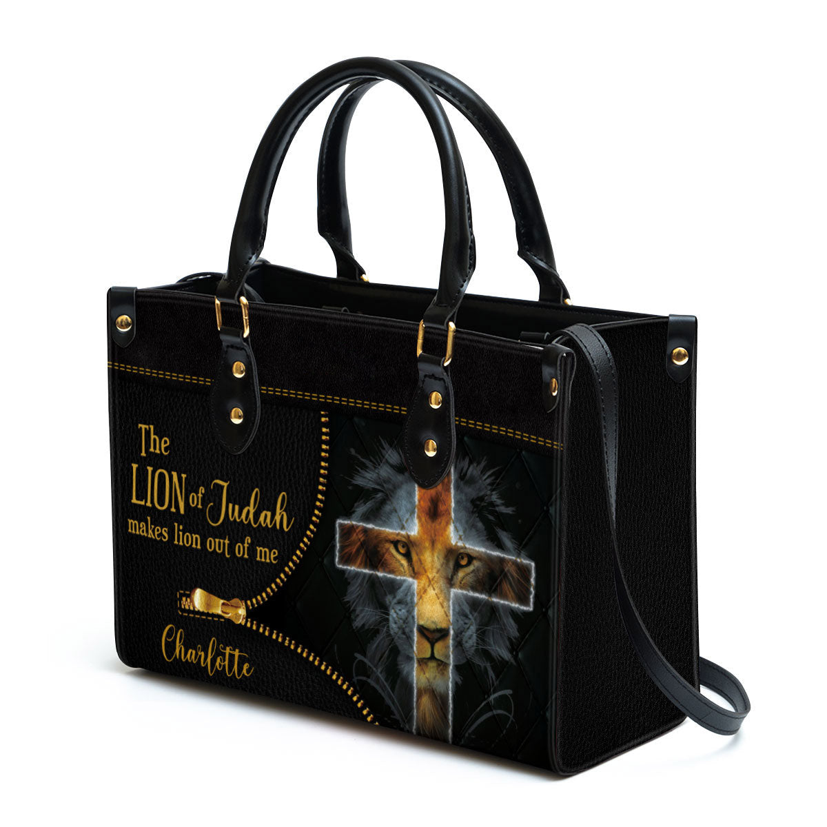 Personalized Lion The Lion Of Judah Makes Lion Out Of Me Leather Bag - Christian Pu Leather Bags For Women