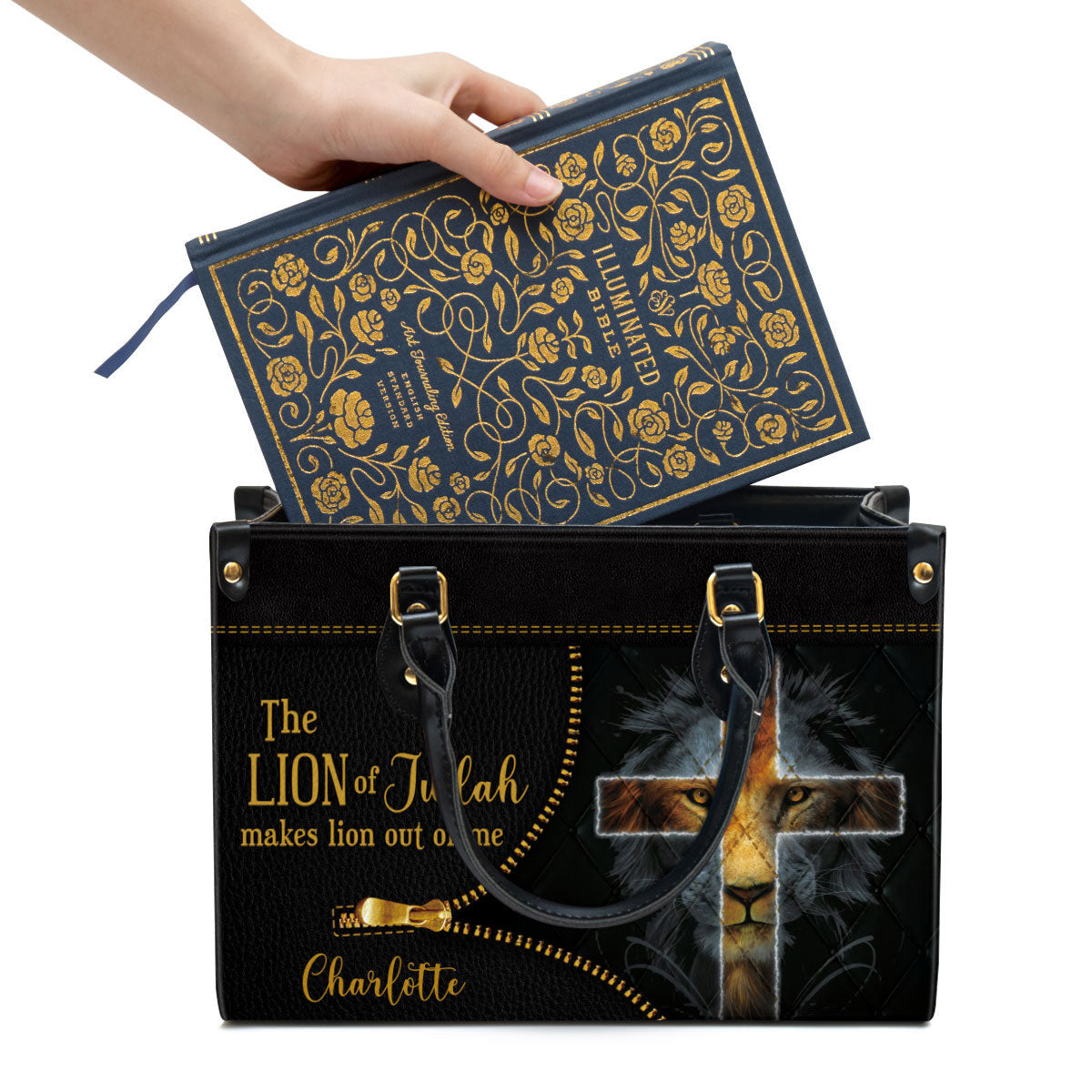 Personalized Lion The Lion Of Judah Makes Lion Out Of Me Leather Bag - Christian Pu Leather Bags For Women