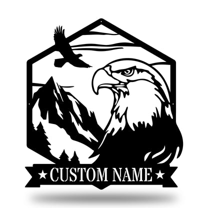Personalized Majestic Bald Eagle Metal Sign - Majestic Bald Eagle Monogram - Wall Decor Metal Art - Metal Signs For Home