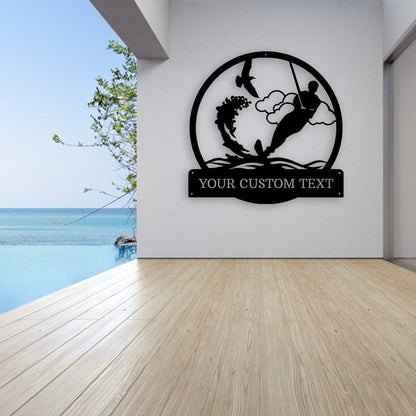 Personalized Male Water Skiing Metal Wall Art - Beach House Decor - Skiing Sign - Skiing Lover Gift Friend Gift
