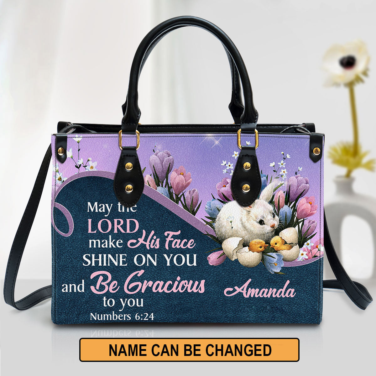 Personalized May The Lord Make His Face Shine On You And Be Gracious To You Leather Bag - Christian Pu Leather Bags For Women