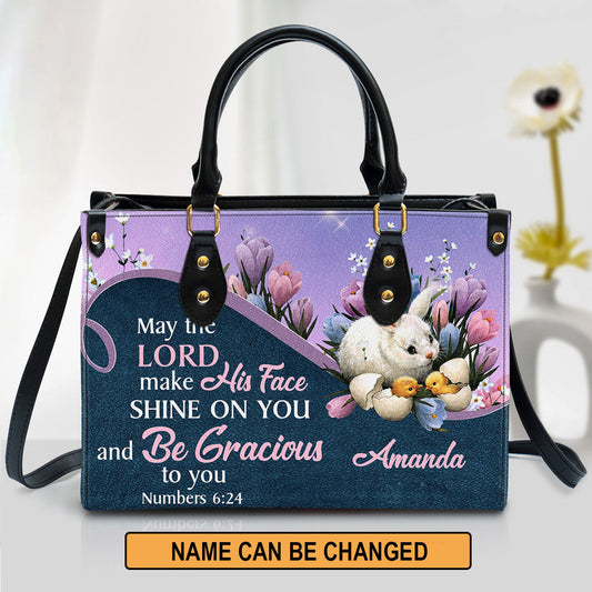 Personalized May The Lord Make His Face Shine On You And Be Gracious To You Leather Bag - Christian Pu Leather Bags For Women