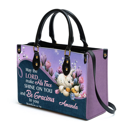 Personalized May The Lord Make His Face Shine On You And Be Gracious To You Leather Bag - Christian Pu Leather Bags For Women