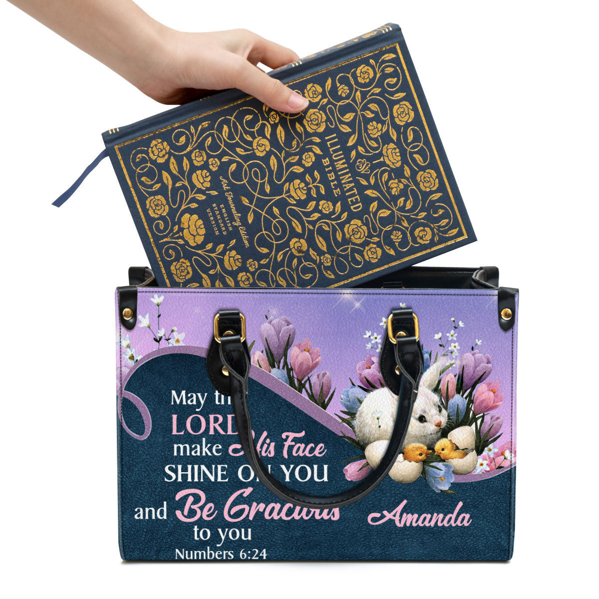 Personalized May The Lord Make His Face Shine On You And Be Gracious To You Leather Bag - Christian Pu Leather Bags For Women