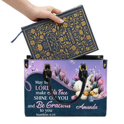 Personalized May The Lord Make His Face Shine On You And Be Gracious To You Leather Bag - Christian Pu Leather Bags For Women