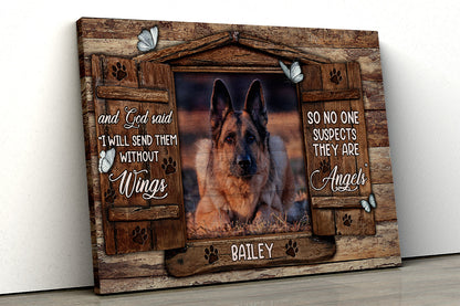 Personalized Memorial Pet Photo Canvas - And God Said I Will Send Them Without Wings Canvas Wall Art