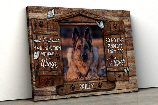 Personalized Memorial Pet Photo Canvas - And God Said I Will Send Them Without Wings Canvas Wall Art