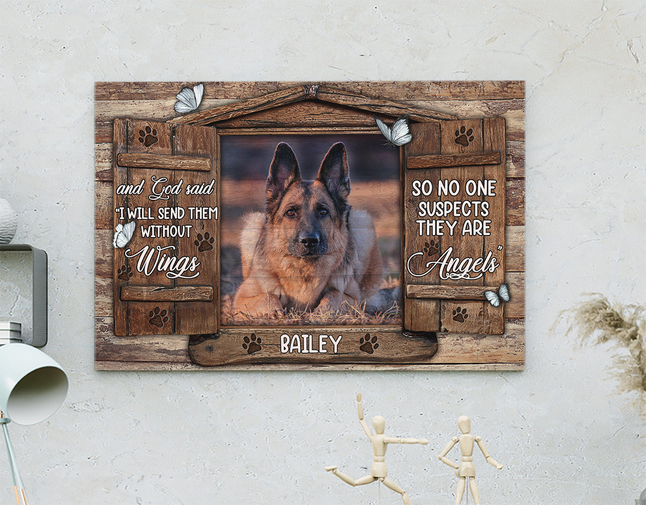 Personalized Memorial Pet Photo Canvas - And God Said I Will Send Them Without Wings Canvas Wall Art