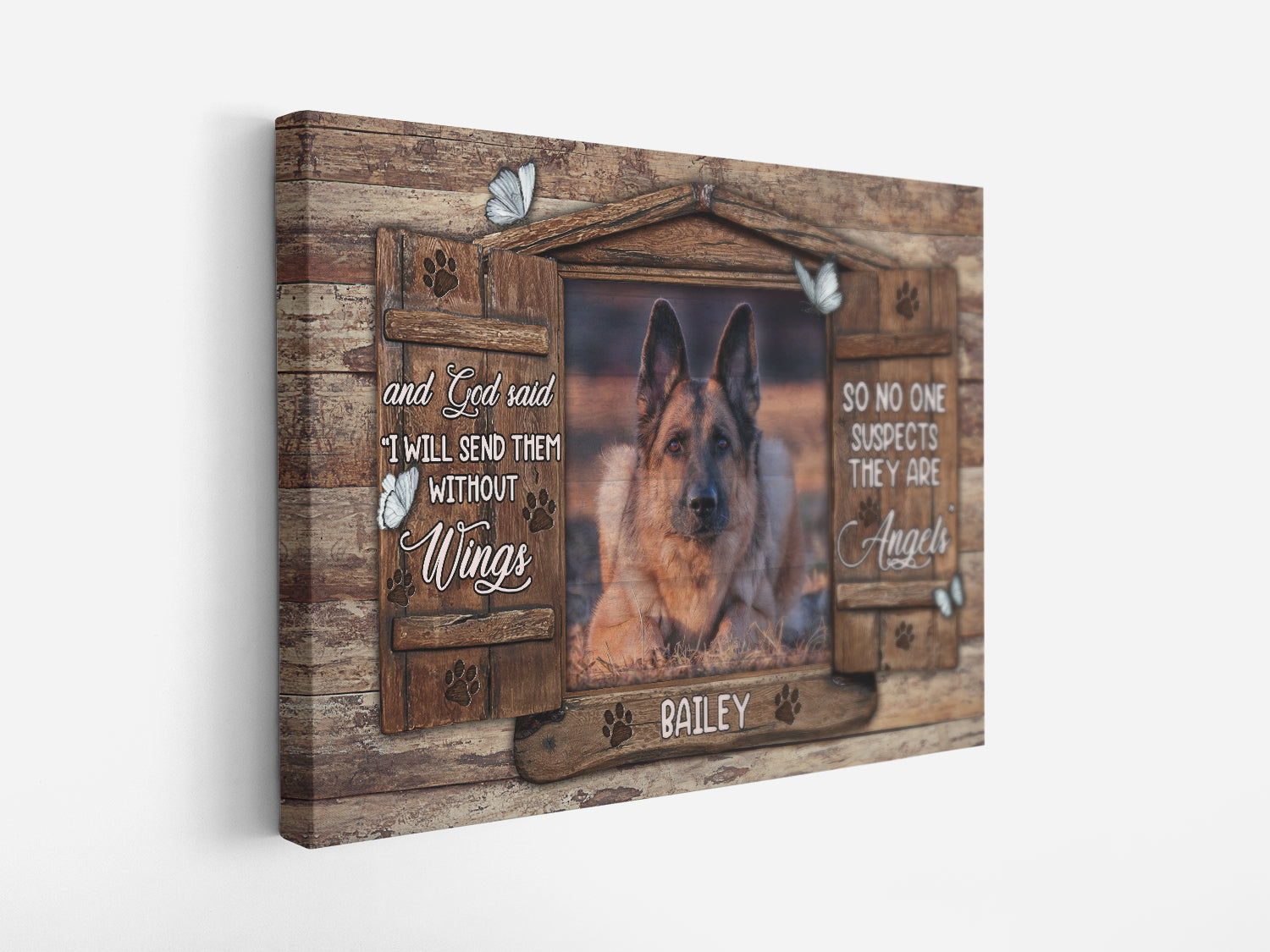 Personalized Memorial Pet Photo Canvas - And God Said I Will Send Them Without Wings Canvas Wall Art