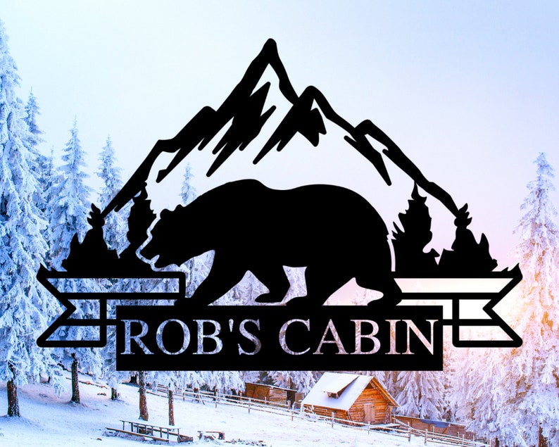 Personalized Metal Bear Sign - Cabin Metal Sign - Bear Mountain Metal Wall Art - Metal Decor Wall Art