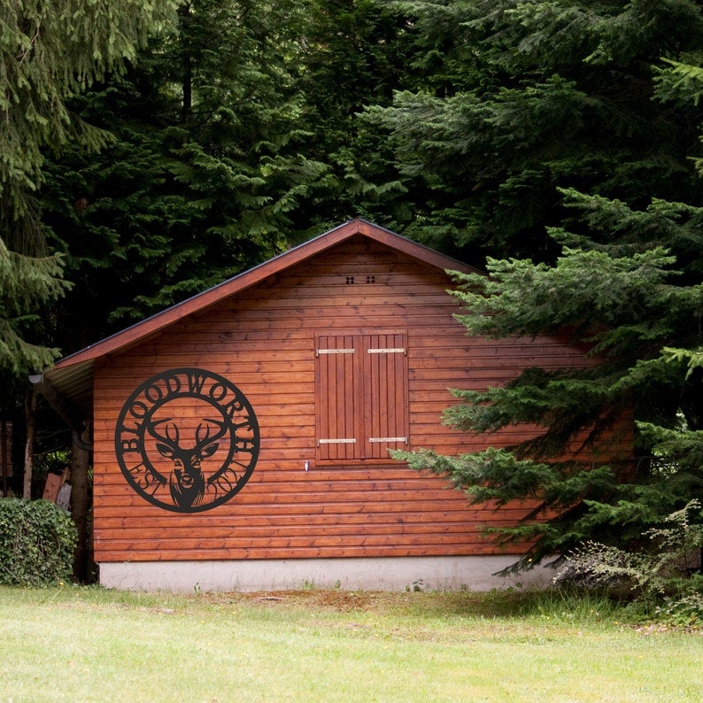 Personalized Metal Farm Deer Sign Custom Cabin Outdoor Deer Hunter Gift Framed Large Metal Wall Art