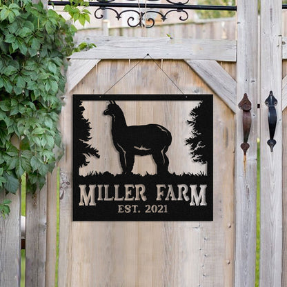 Personalized Metal Farm Sign Alpaca Monogram Custom Outdoor Farmhouse Front Gate Ranch Stable Wall Decor Art Gift