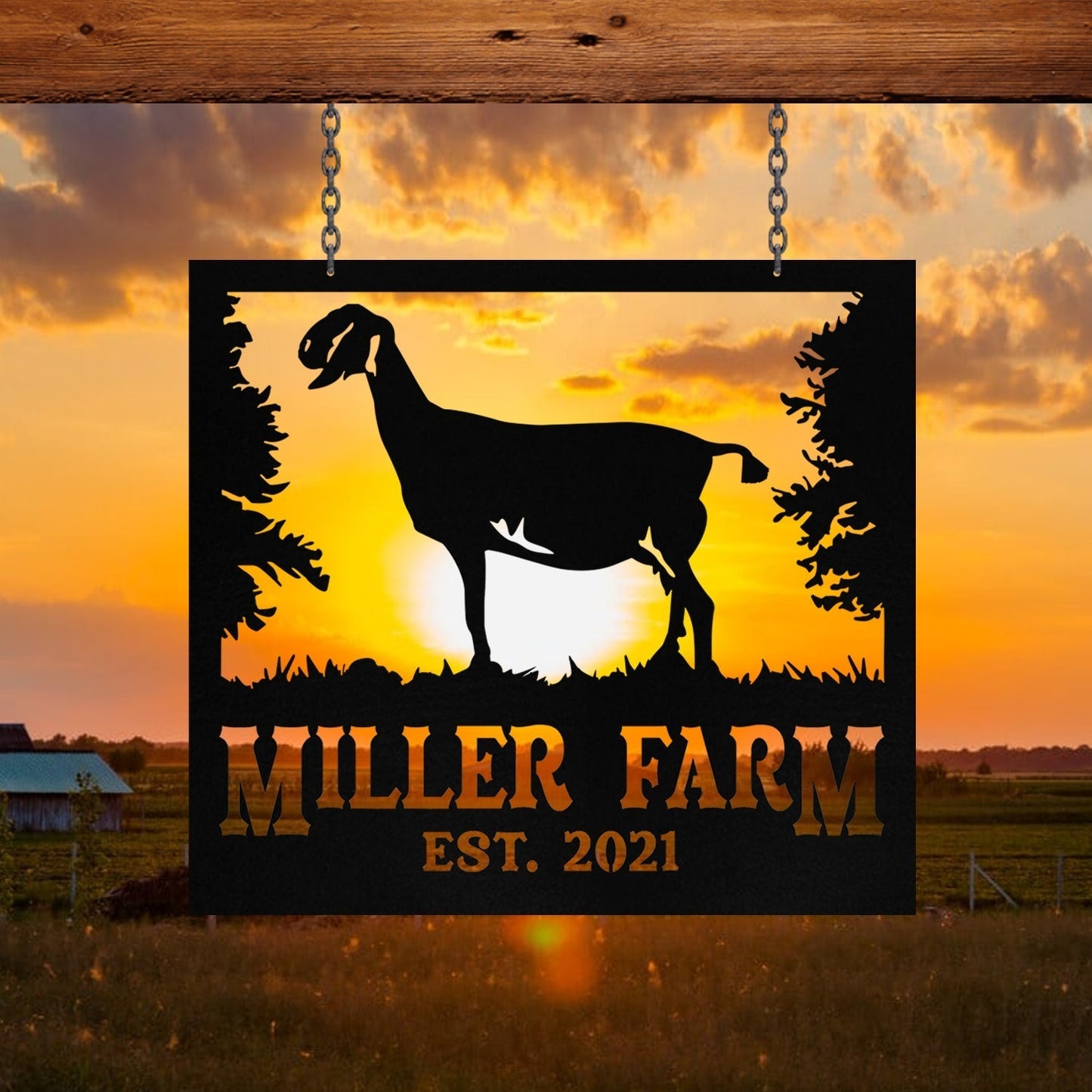 Personalized Metal Farm Sign Anglo Nubian Goat Monogram Custom Outdoor Farmhouse Front Gate Ranch Wall Decor Art Gift