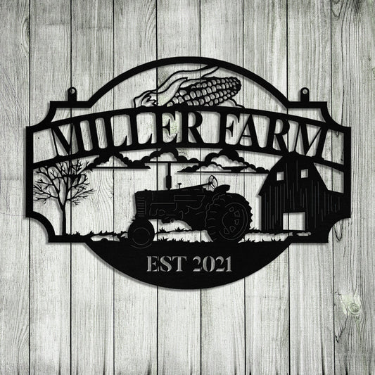 Personalized Metal Farm Sign Barn Corn Tractor Monogram Custom Outdoor Farmhouse Front Gate Wall Decor Art Gift