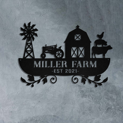 Personalized Metal Farm Sign Barn Cow Cattle Pig Rooster Chicken Monogram Custom Outdoor Farmhouse Wall Decor Gift