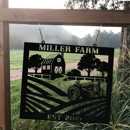 Personalized Metal Farm Sign Barn Tractor Monogram Custom Outdoor Farmhouse Front Gate Entry Road Wall Decor Art Gift