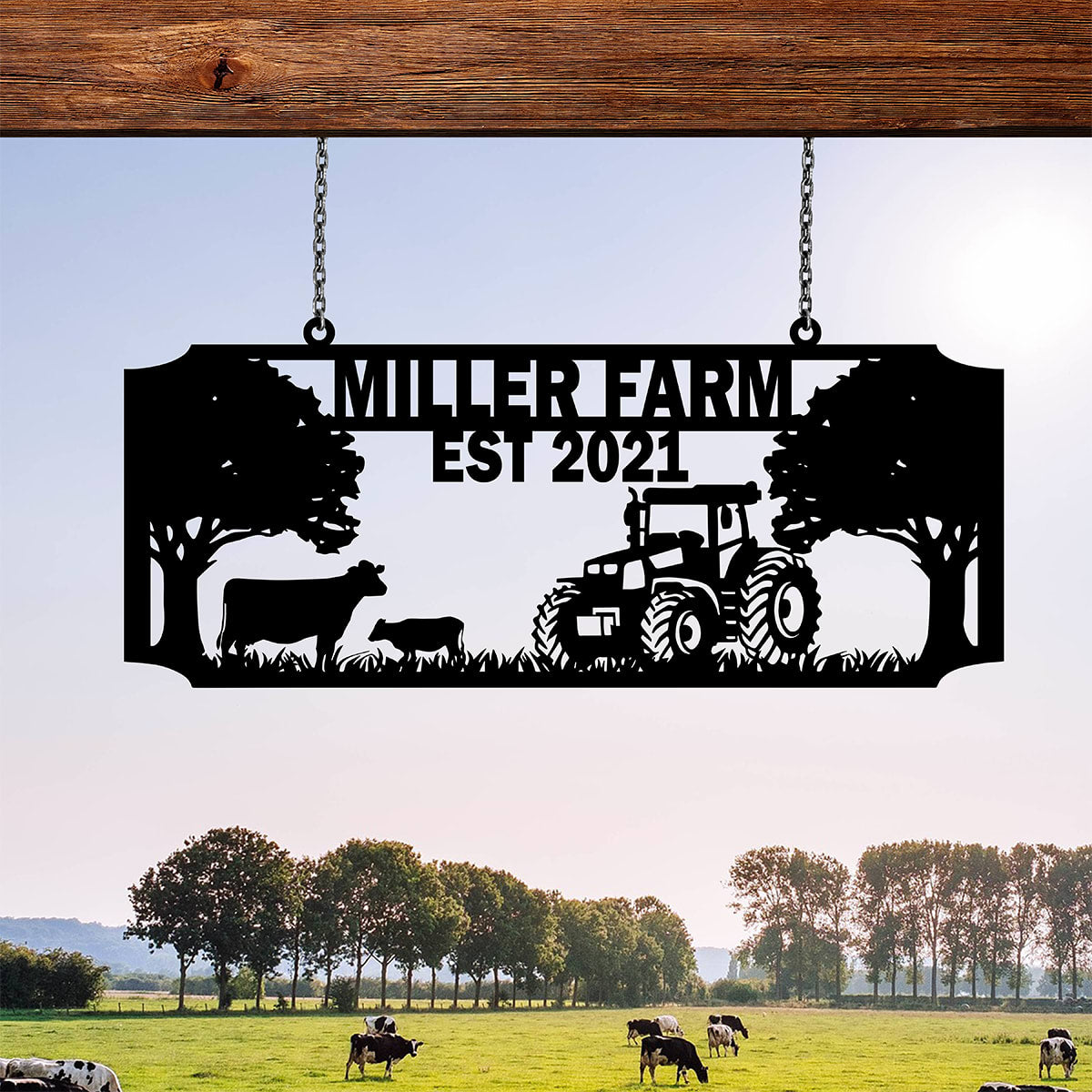 Personalized Metal Farm Sign Cow Tractor Monogram Custom Outdoor Farmh ...