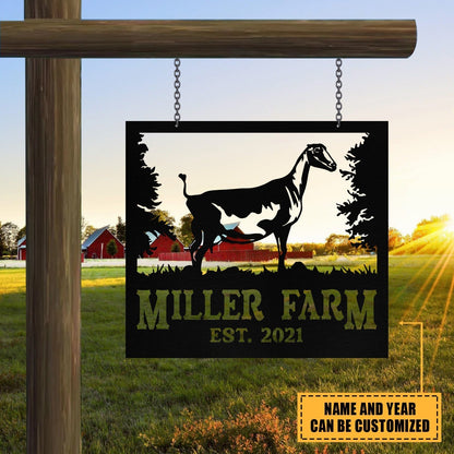 Personalized Metal Farm Sign Lamancha Goat Monogram Custom Outdoor Farmhouse Front Gate Ranch Stable Wall Decor Art Gift