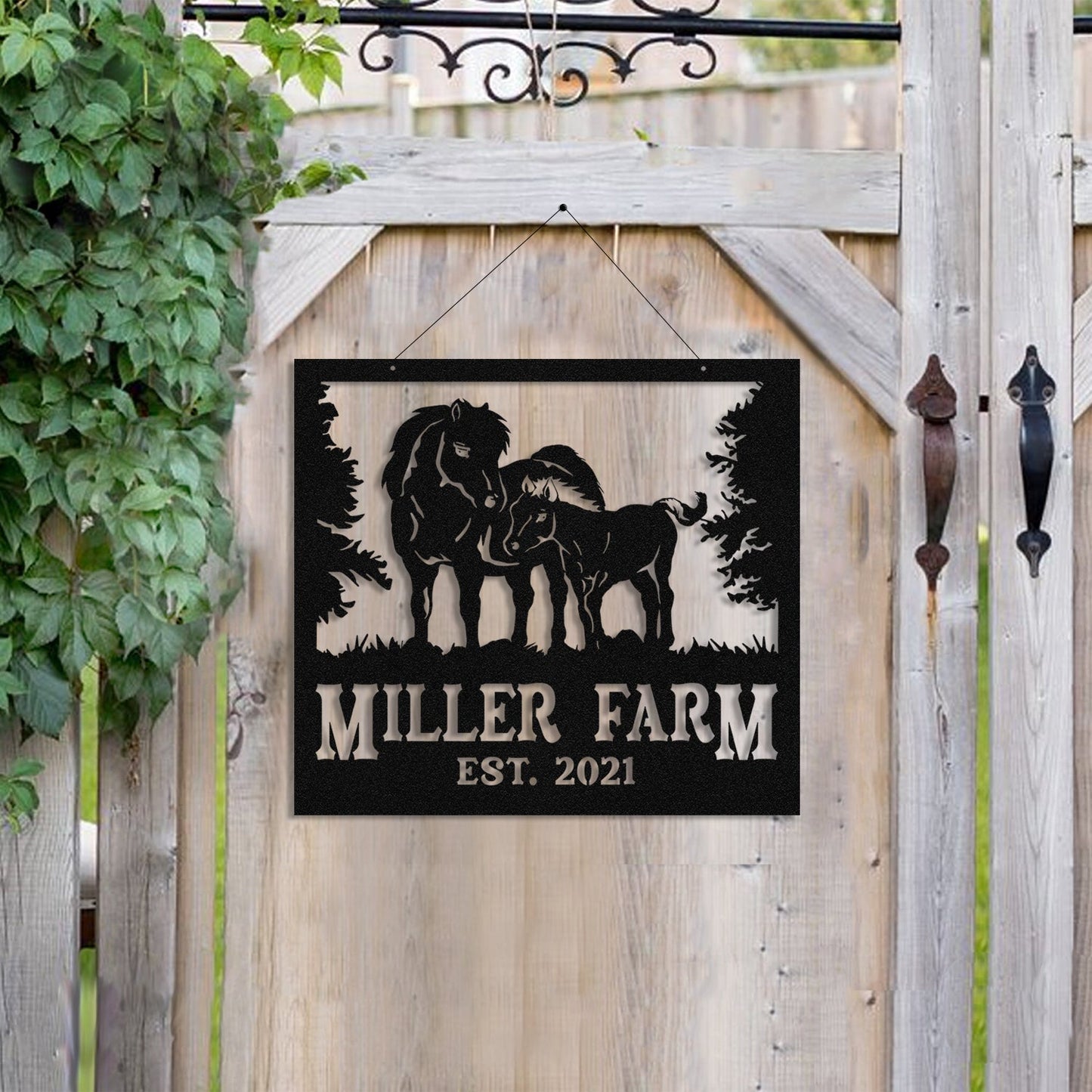 Personalized Metal Farm Sign Miniature Horse Monogram Custom Outdoor Farmhouse Ranch Stable Barn Wall Decor Art Gift