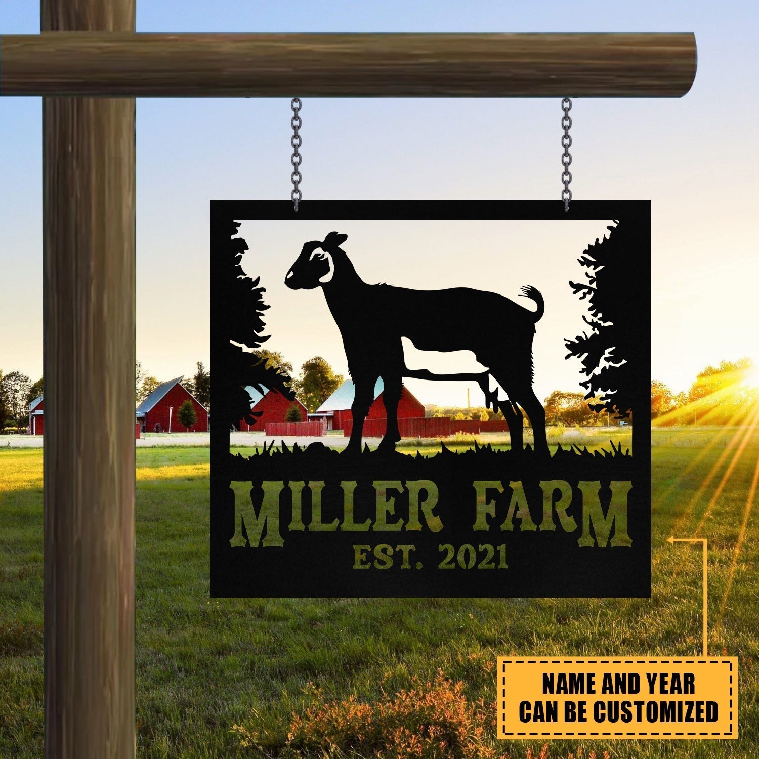 Personalized Metal Farm Sign Nigerian Dwarf Goat Monogram Custom Outdoor Farmhouse Front Gate Ranch Wall Decor Art Gift