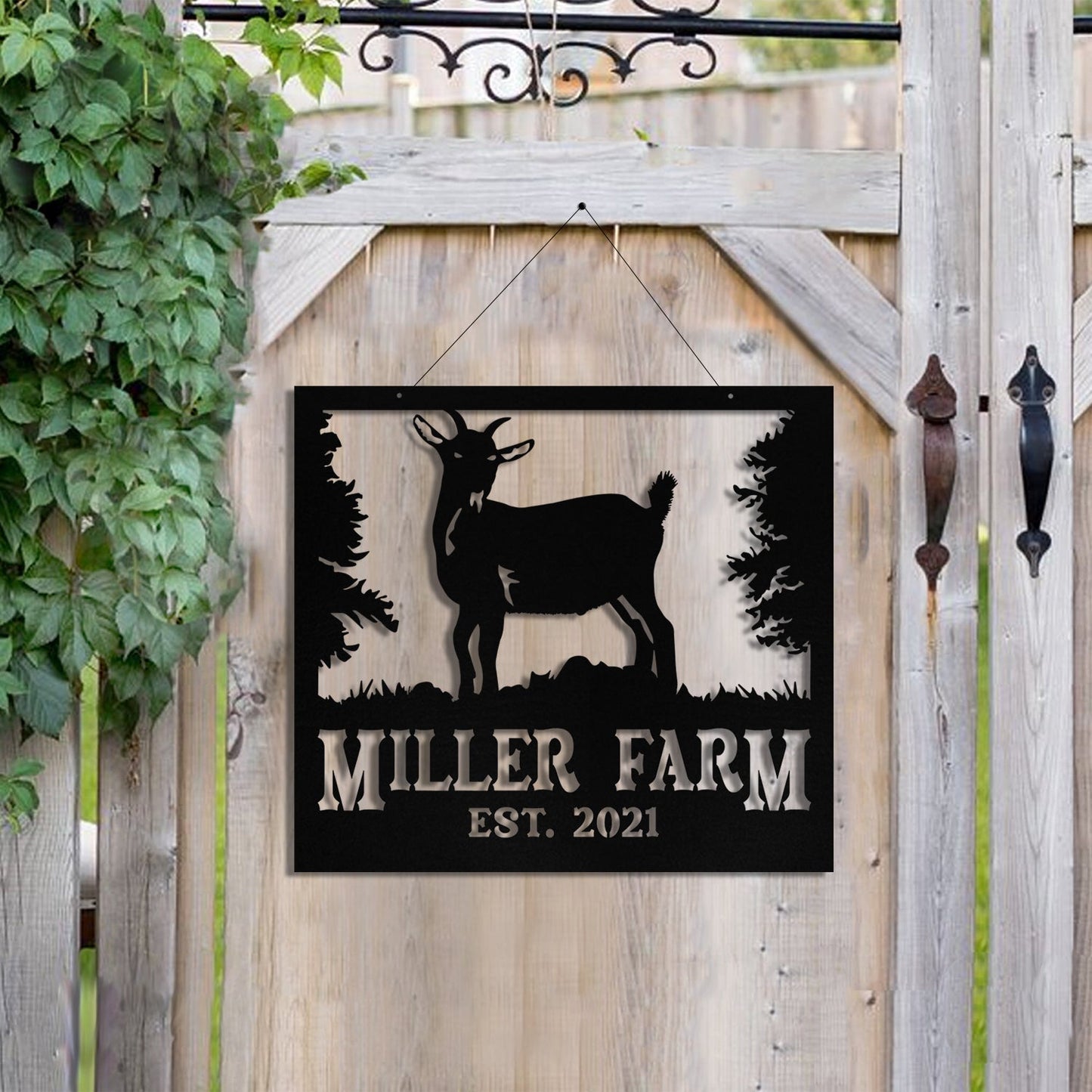Personalized Metal Farm Sign Pygmy Goat Monogram Custom Outdoor Farmhouse Front Gate Ranch Stable Wall Decor Art Gift