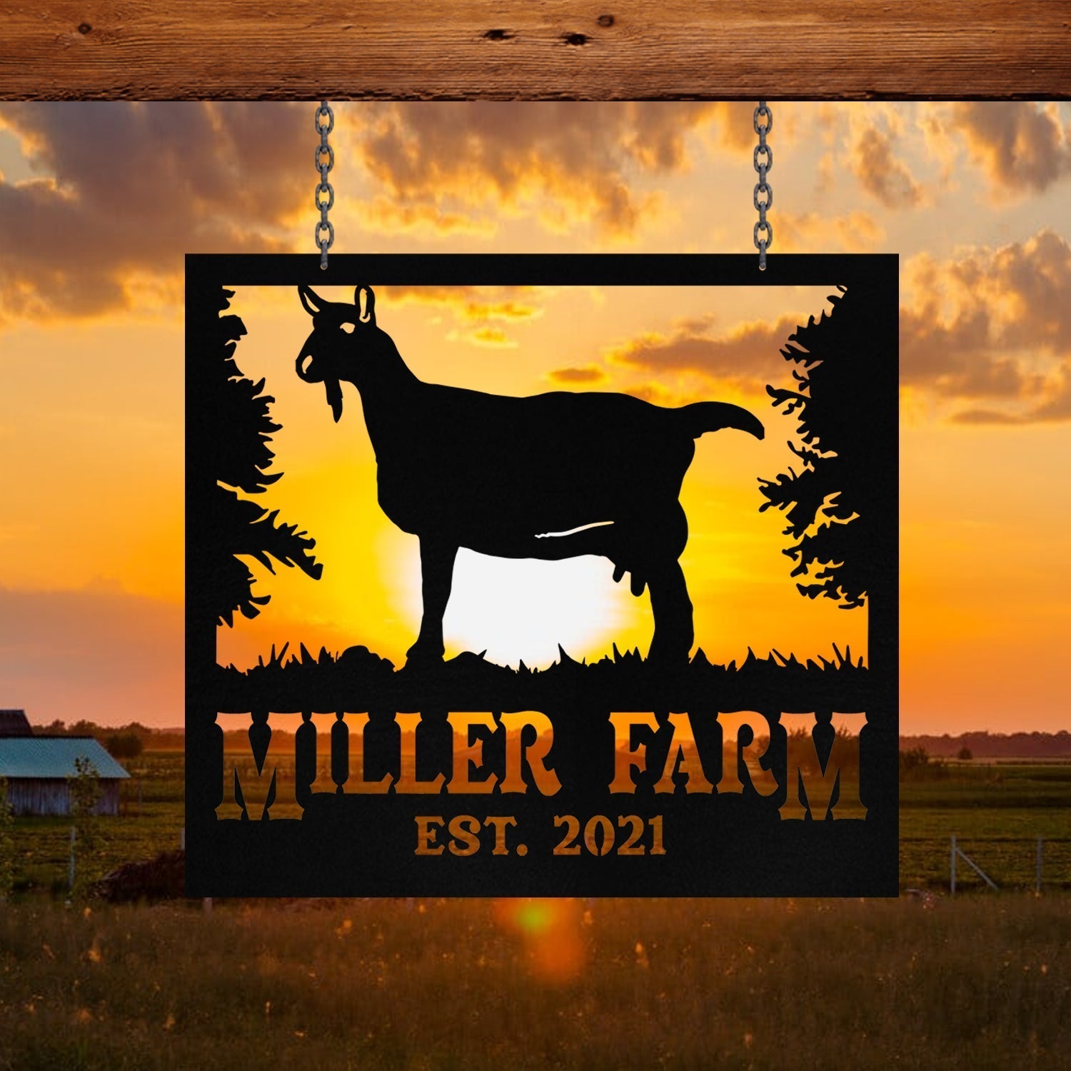 Personalized Metal Farm Sign Saanen Goat Monogram Custom Outdoor Farmh ...