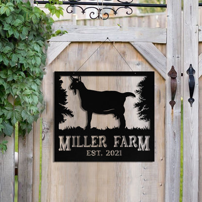 Personalized Metal Farm Sign Saanen Goat Monogram Custom Outdoor Farmhouse Front Gate Ranch Stable Wall Decor Art Gift
