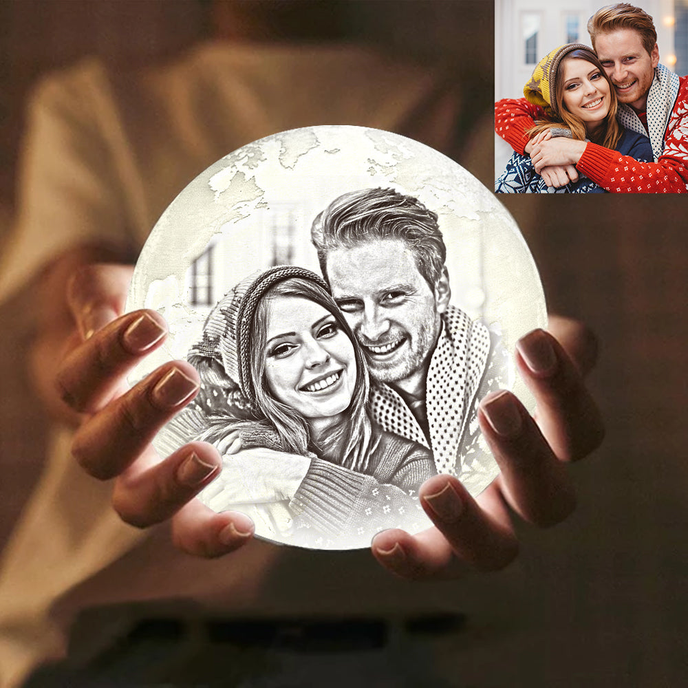 Personalized Moon Lamp 3d Printing Photo - Lover Gifts Engraved Lamp - Custom Gifts For Valentines Day